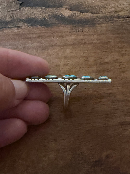 50s/60s Kingman Turqoise Column Sterling Silver Ring