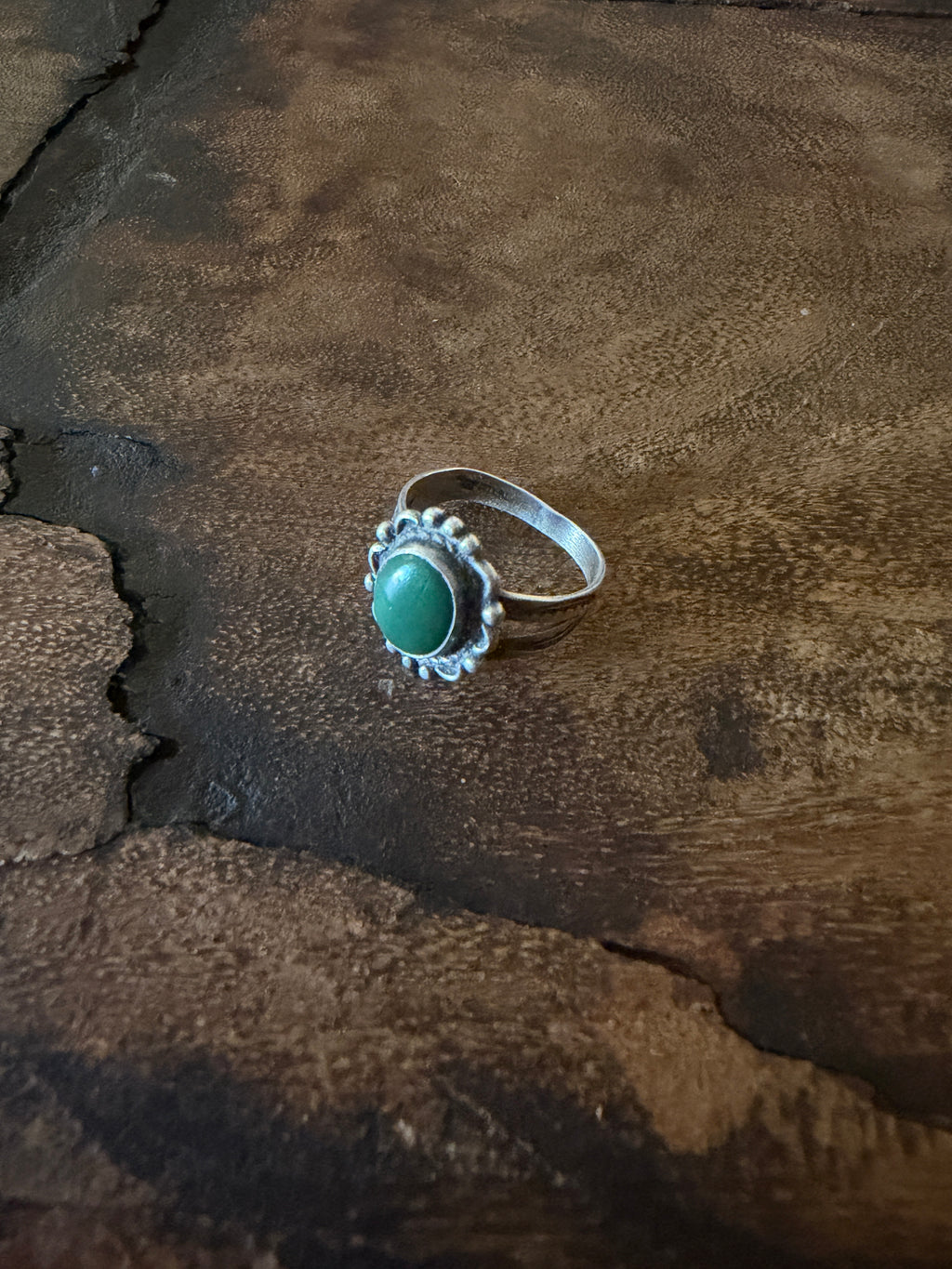 50s/60s Sterling Silver Green Turquoise Ring