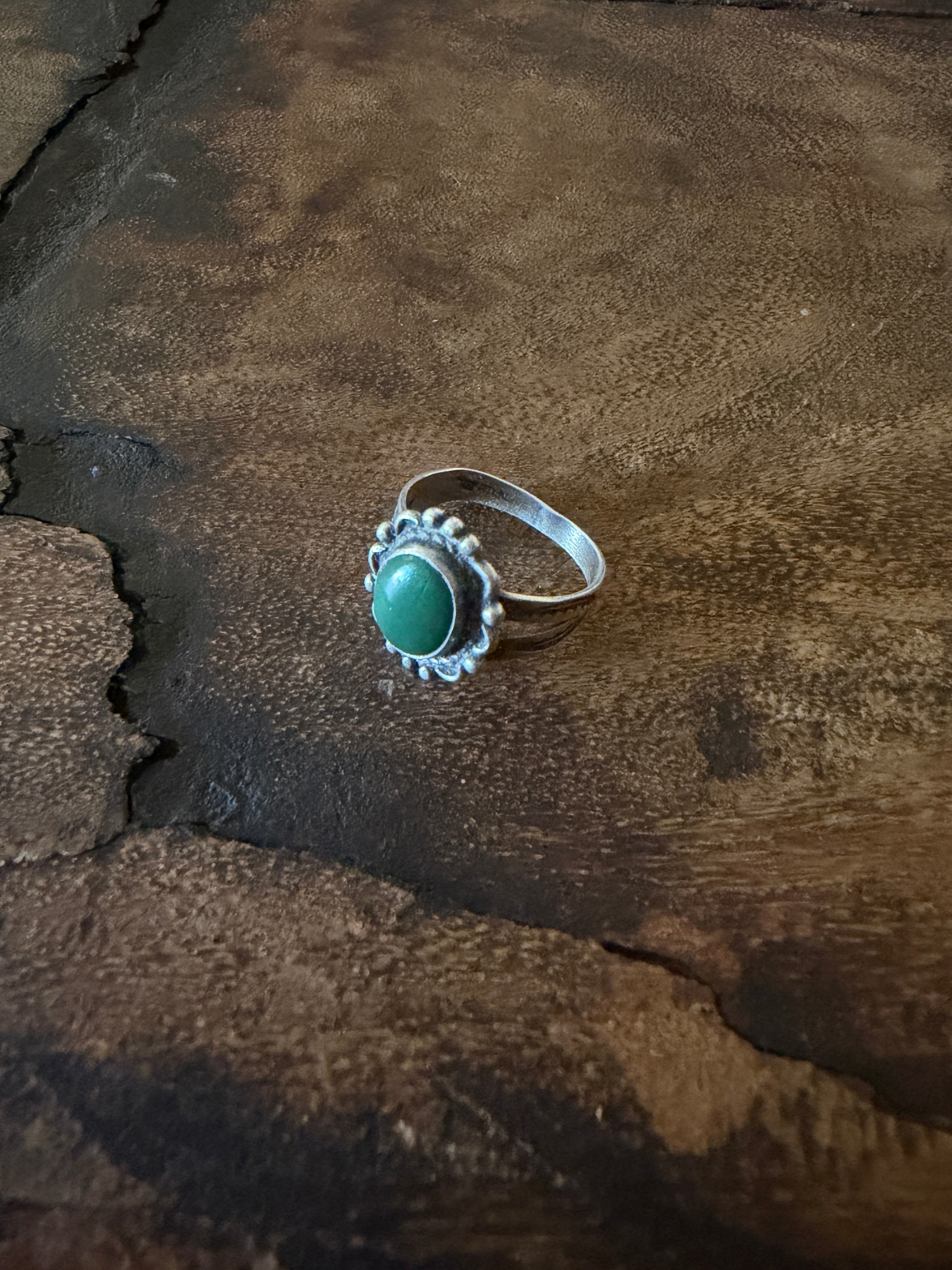 50s/60s Sterling Silver Green Turquoise Ring