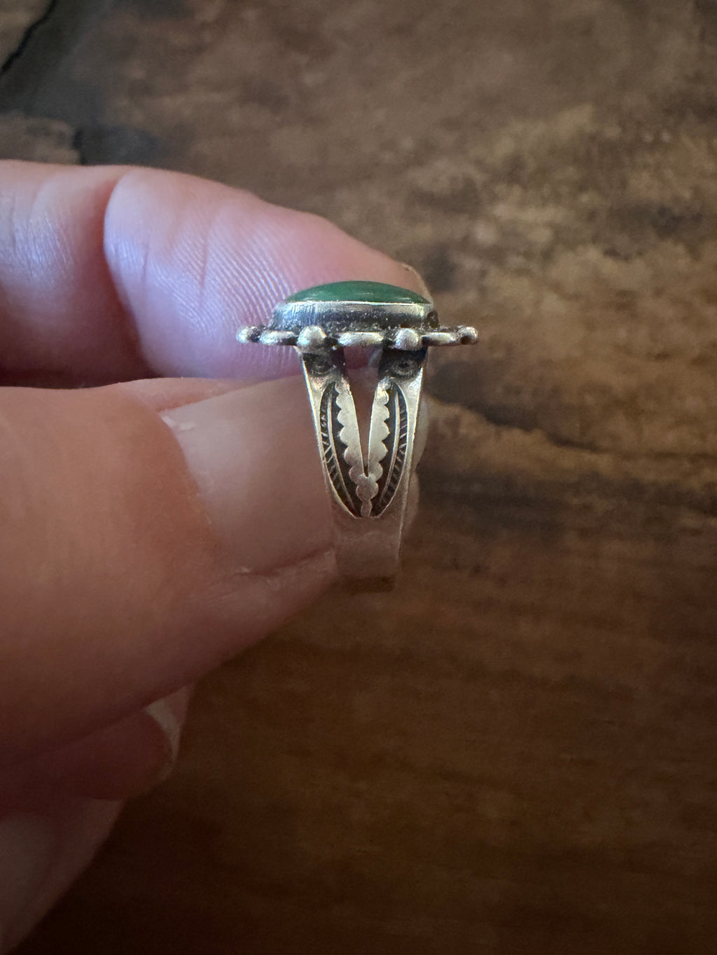 50s/60s Sterling Silver Green Turquoise Ring
