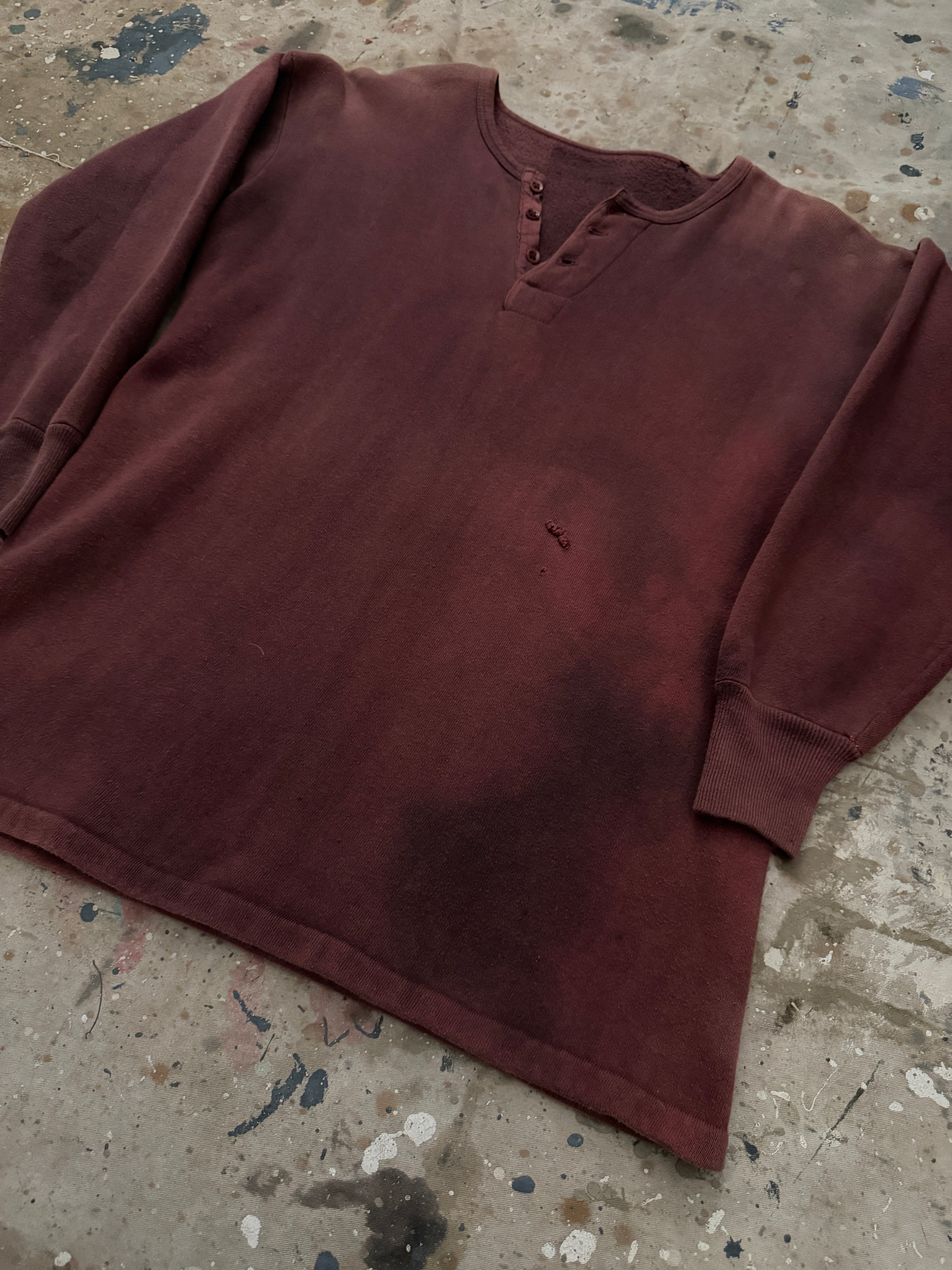 1960s Burgundy Henley Sweat